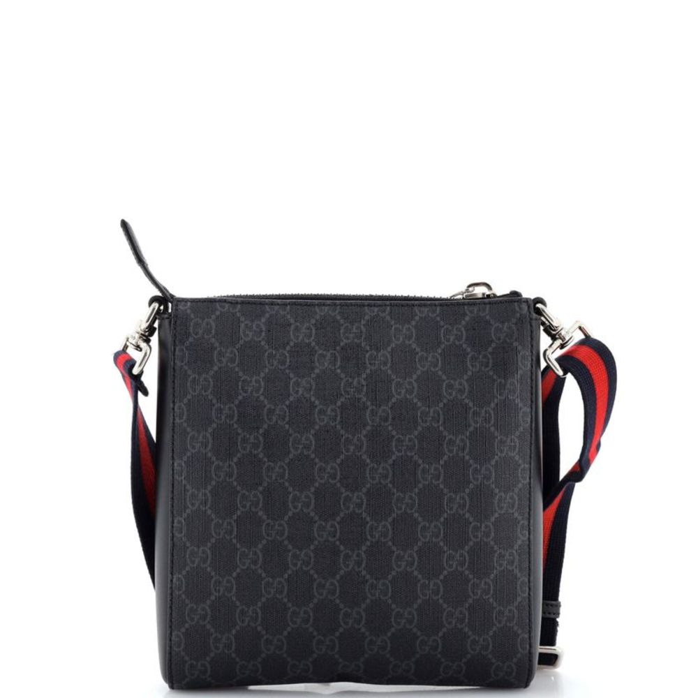 Gucci Web Strap Front Zip Messenger Bag GG Coated Canvas Small Black - Picture 3 of 7